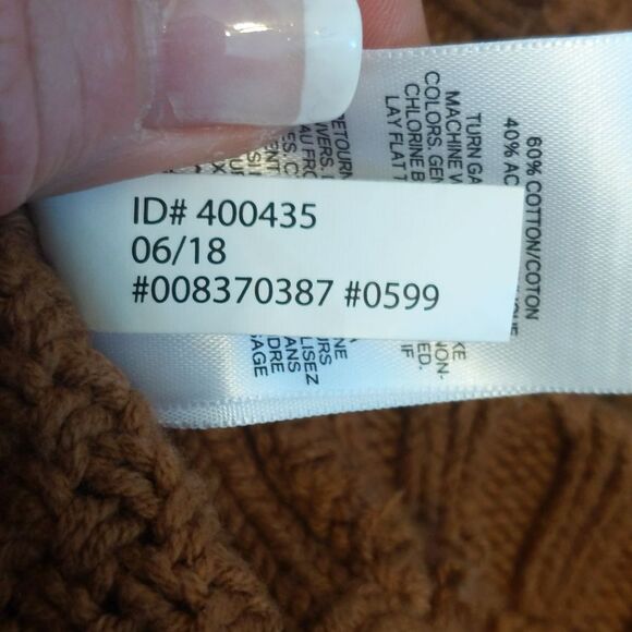 Express cable knit turtleneck sweater, rust, cotton/acrylic blend, Small - Picture 8 of 8